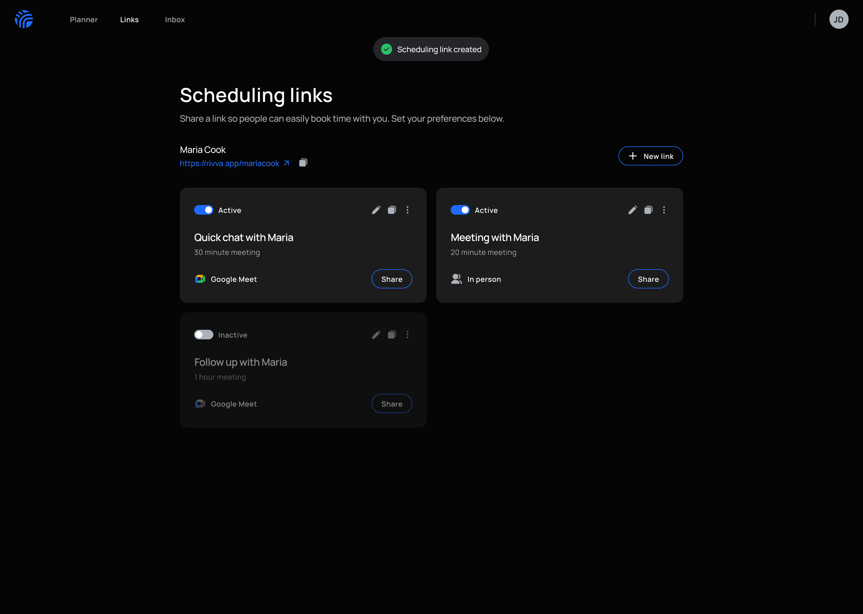 Scheduling Links – Share your availability without giving your best hours – product screenshot